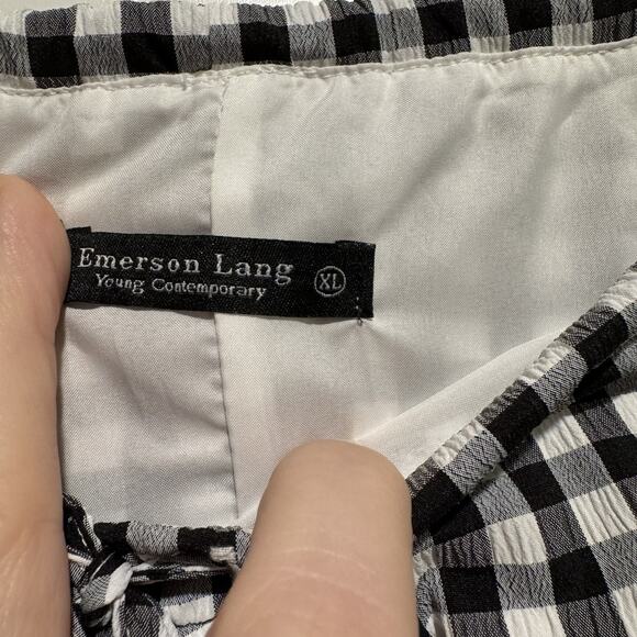 Emerson Lang Gingham Midi Skirt Bubble Hem Size XL - Picture 5 of 7